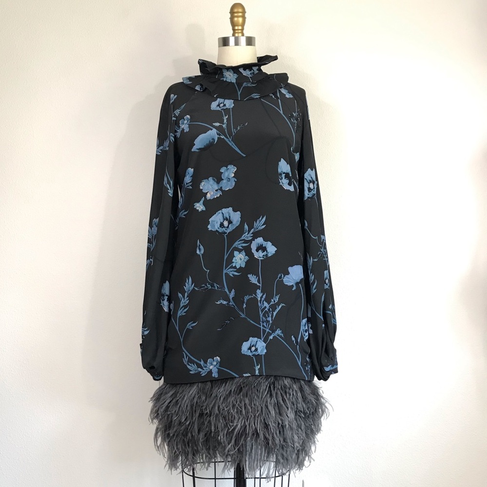 JOHANNA ORTIZ Amuleto feather trim shift dress